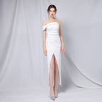 Abito da Sposa Primaverile Spalla Scoperta per Toast Abito da Sposa Snellente Corto da Cocktail Sera