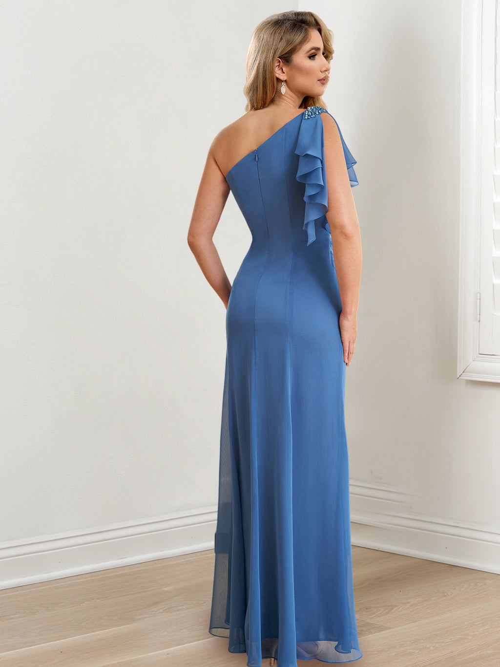One Shoulder Floor Length Gown For Mother Of The Bride Sheath Style