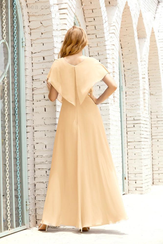 Mother of The Bride Dresses Plus Size V-Neck Floor Length Formal Prom Dress for Wedding Guest 28020