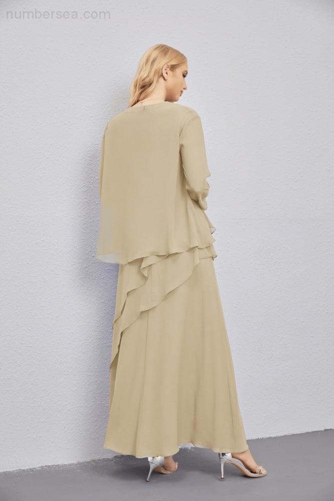 Abito da Sposa Madre con Cardigan Leggero Aperto Davanti Abito da Cerimonia Elegante 28081