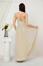 Neck Bridesmaid Dresses Chiffon Long Spaghetti A-line Formal Prom Gown for Wedding Party Evening 2801