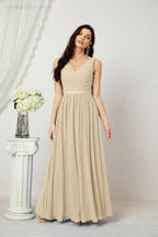 Abiti lunghi da damigella in chiffon da donna, linea a, senza maniche, abito formale da ballo per serata, abiti per festa di ritorno a casa 2808
