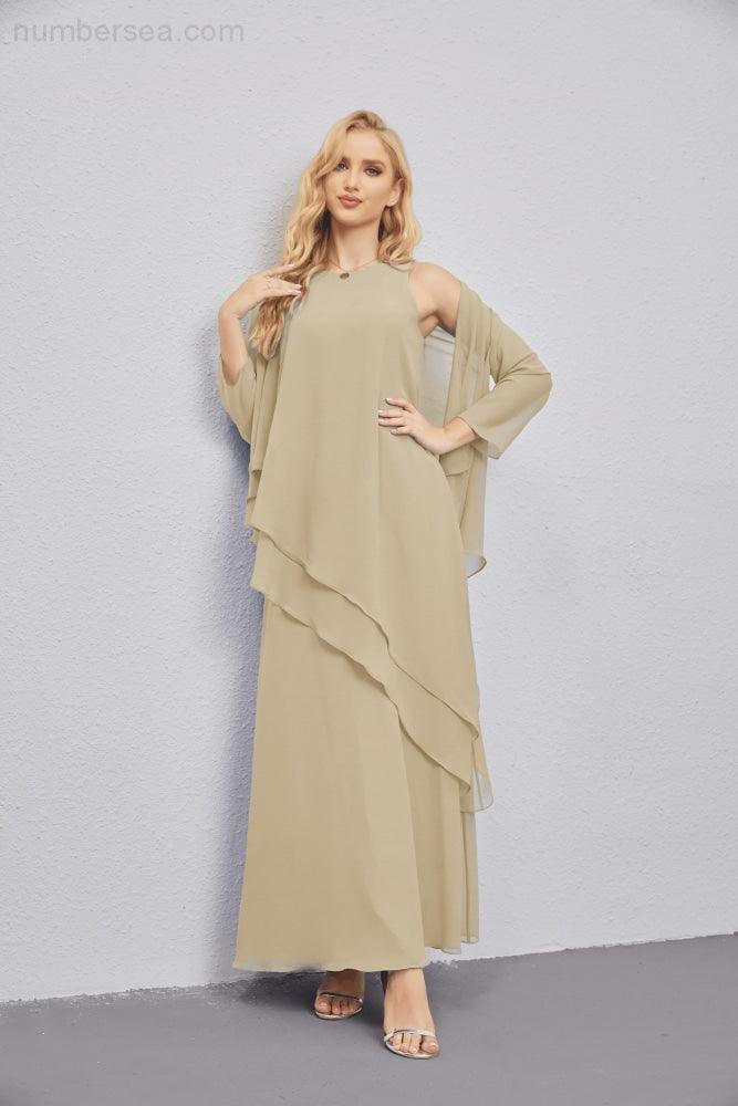 Abito da Sposa Madre con Cardigan Leggero Aperto Davanti Abito da Cerimonia Elegante 28081