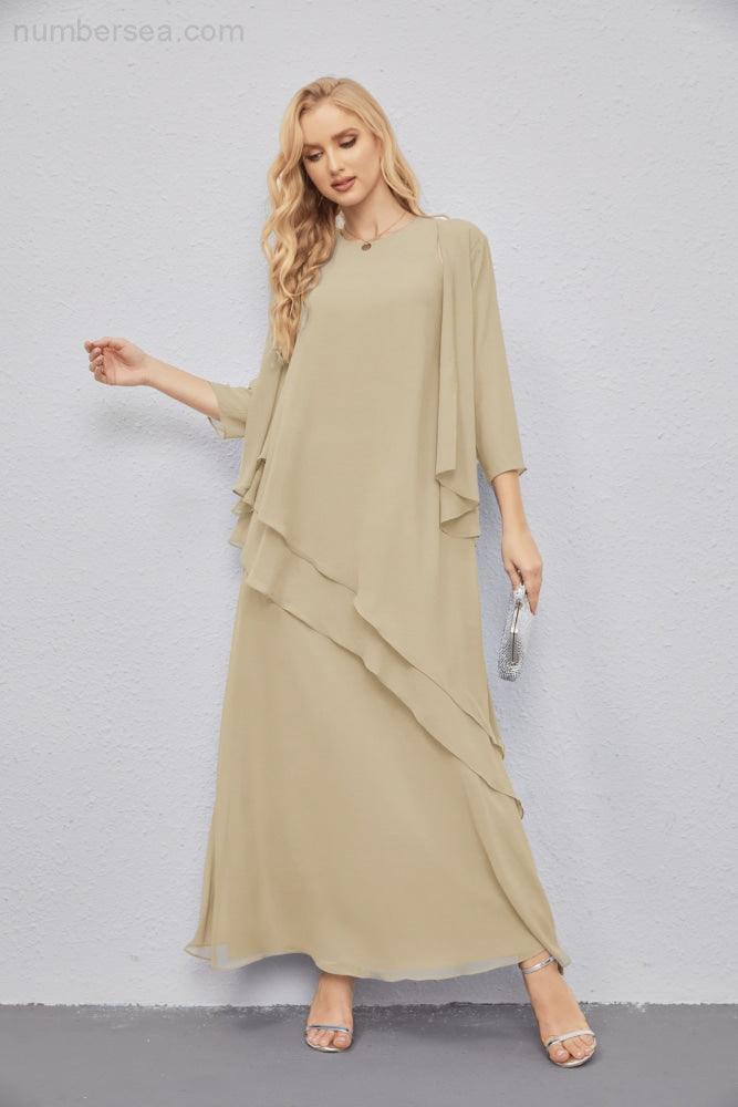 Abito da Sposa Madre con Cardigan Leggero Aperto Davanti Abito da Cerimonia Elegante 28081