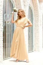 Mother of The Bride Dresses Plus Size V-Neck Floor Length Formal Prom Dress for Wedding Guest 28020