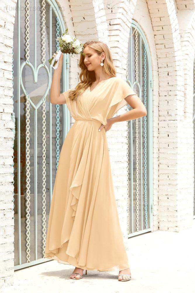 Mother of The Bride Dresses Plus Size V-Neck Floor Length Formal Prom Dress for Wedding Guest 28020