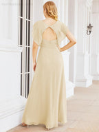 Bridesmaid Dresses Cape Formal Prom Dress Open Back Gowns for Mother of The Bride 28058