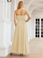 Numbersea Vestidos compridos de dama de honor com alças Vestido formal em linha A para jovens 28029