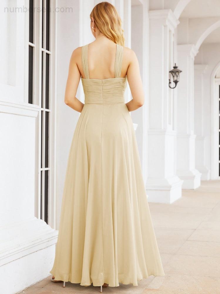 Crisscross Halter Bridesmaid Dresses for Party Wedding Evening Prom Maxi Ball Gowns 28053
