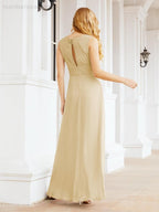 Formelles Ballkleid Elegantes ärmelloses Brautjungfernkleid mit V-Ausschnitt für Hochzeitsfeier 28037