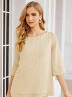 Numbersea Elegantes 2-teiliges Kleid für die Brautmutter Große Größen Hosenanzug mit Rüschenschichten Silberner Hausmantel 28064