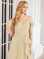 Numbersea Abito da Damigella in Chiffon con Spalle Scoperte, Abito Lungo Formale per Laurea con Schiena a Mantella 28069