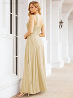 Crisscross Halter Bridesmaid Dresses for Party Wedding Evening Prom Maxi Ball Gowns 28053