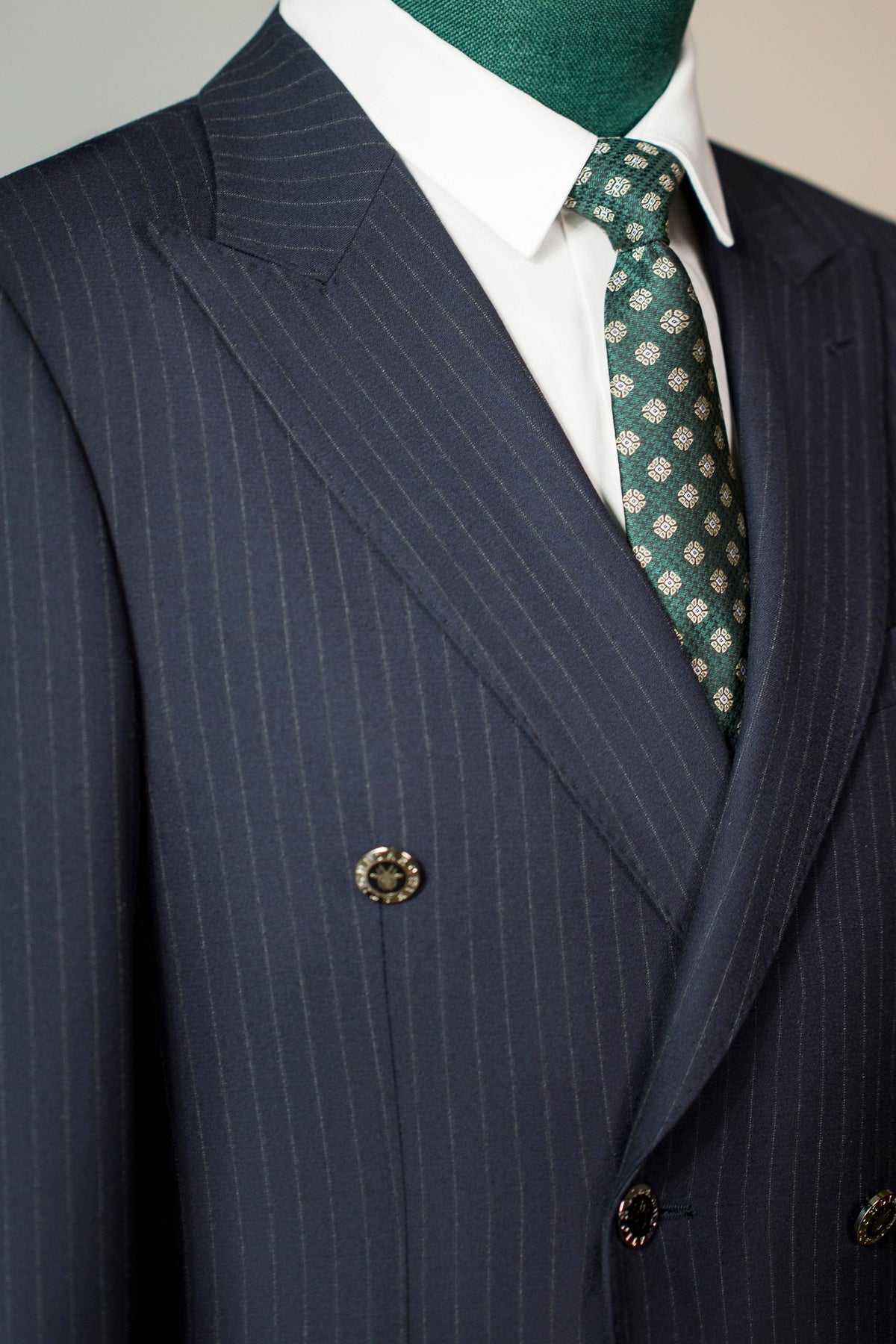 Double Breasted Pinstripe Wool Suit For Formal Groom And Business