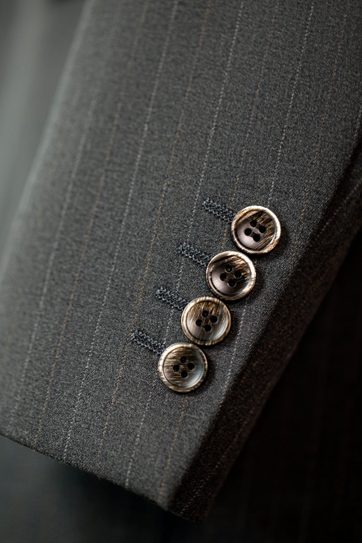 Three Piece Pinstripe Wool Suit With Waistcoat And Notched Lapel Tailored Fit