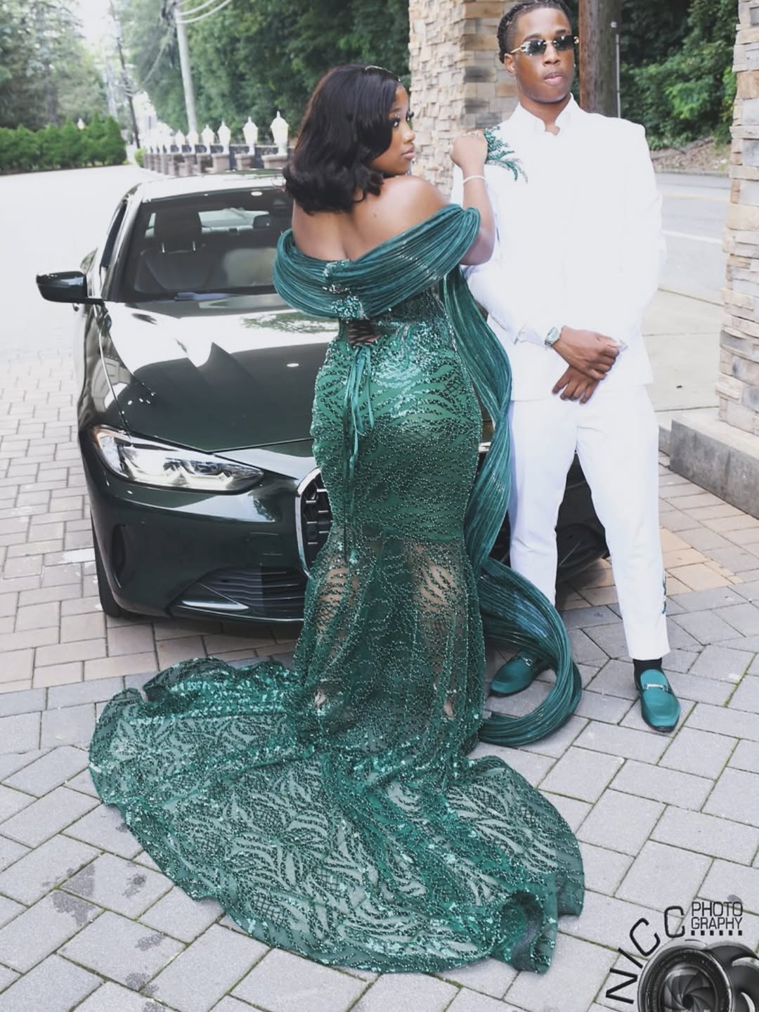 Emerald Green Strapless Mermaid Prom Dress With Lace Up Back Floor Length