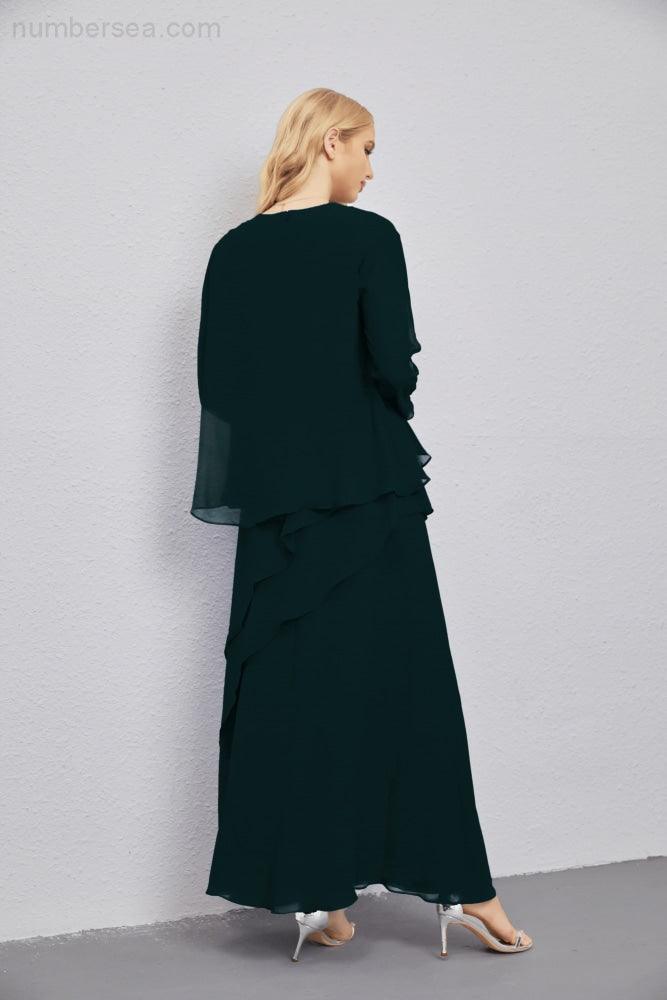 Abito da Sposa Madre con Cardigan Leggero Aperto Davanti Abito da Cerimonia Elegante 28081