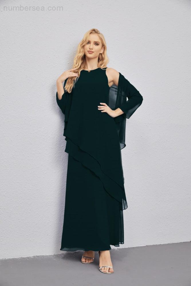 Abito da Sposa Madre con Cardigan Leggero Aperto Davanti Abito da Cerimonia Elegante 28081