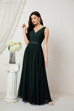 Abiti lunghi da damigella in chiffon da donna, linea a, senza maniche, abito formale da ballo per serata, abiti per festa di ritorno a casa 2808