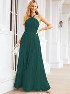 Crisscross Halter Bridesmaid Dresses for Party Wedding Evening Prom Maxi Ball Gowns 28053