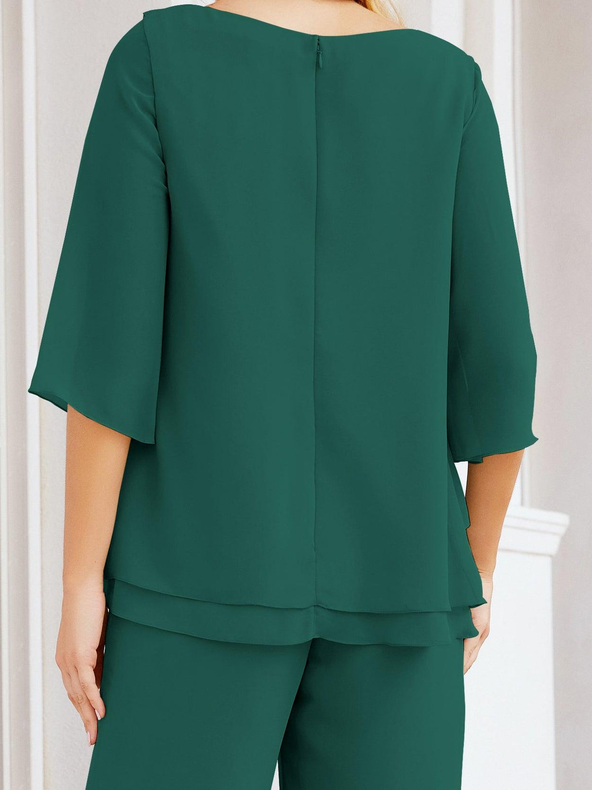 Numbersea Elegantes 2-teiliges Kleid für die Brautmutter Große Größen Hosenanzug mit Rüschenschichten Silberner Hausmantel 28064