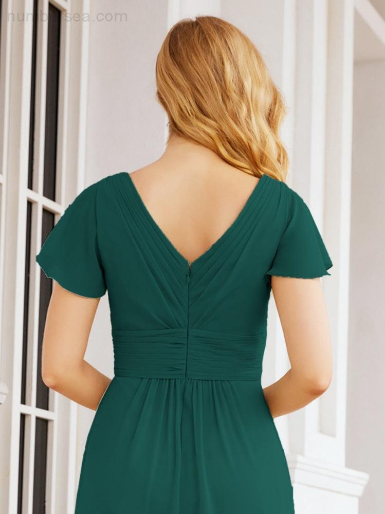 Vestidos de Baile Formais Numbersea para Mãe da Noiva com Mangas de Renda Vestido de Dama de Honra 28047
