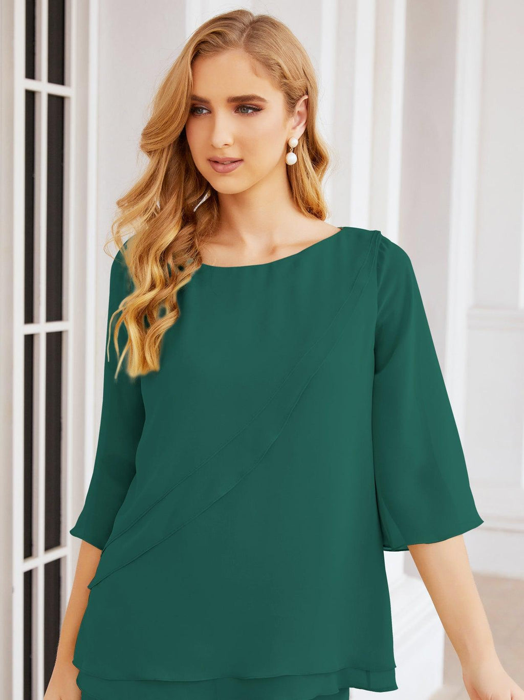Numbersea Elegantes 2-teiliges Kleid für die Brautmutter Große Größen Hosenanzug mit Rüschenschichten Silberner Hausmantel 28064