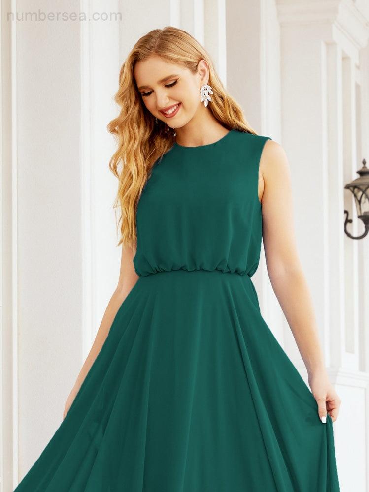 Sleeveless Long Bridesmaid Dress A line Formal Evening Prom Gown 28025