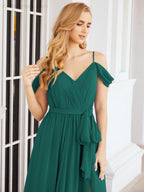 Numbersea Abito da Damigella in Chiffon con Spalle Scoperte, Abito Lungo Formale per Laurea con Schiena a Mantella 28069