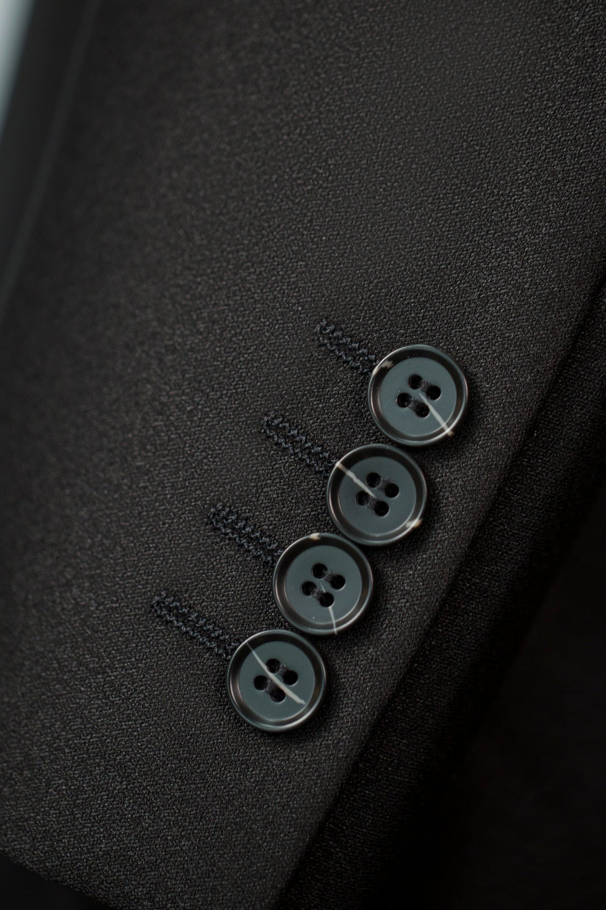 Double Breasted Black Wool Tuxedo Peak Lapels Six Button Classic Tailored Groom