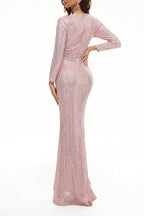 Celebrities Elegant Solid Sequins V Neck Evening Dress Dresses