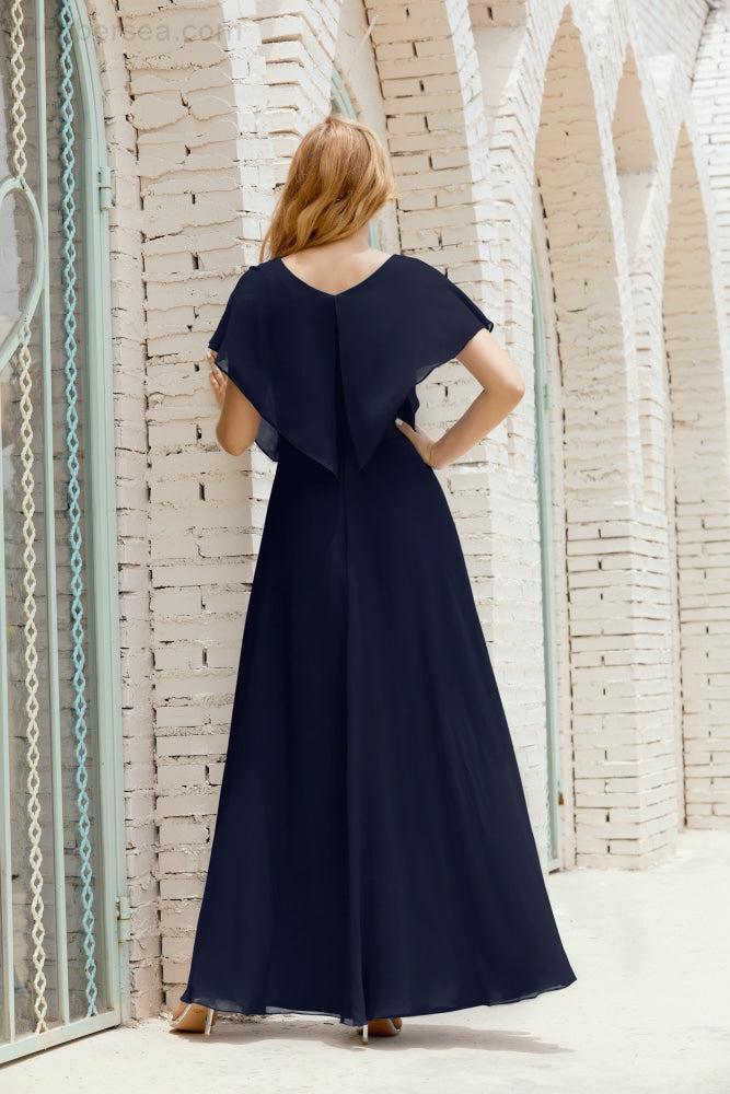 Mother of The Bride Dresses Plus Size V-Neck Floor Length Formal Prom Dress for Wedding Guest 28020