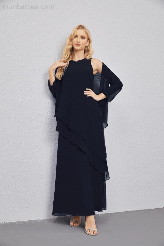 Abito da Sposa Madre con Cardigan Leggero Aperto Davanti Abito da Cerimonia Elegante 28081