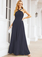 Crisscross Halter Bridesmaid Dresses for Party Wedding Evening Prom Maxi Ball Gowns 28053