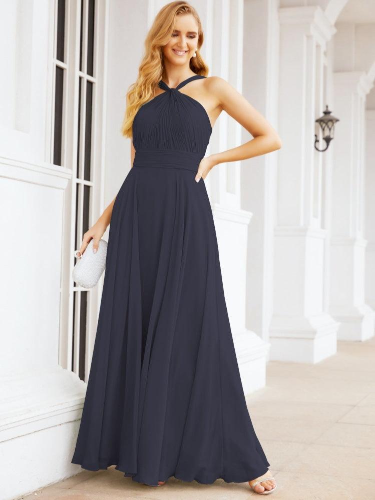 Crisscross Halter Bridesmaid Dresses for Party Wedding Evening Prom Maxi Ball Gowns 28053