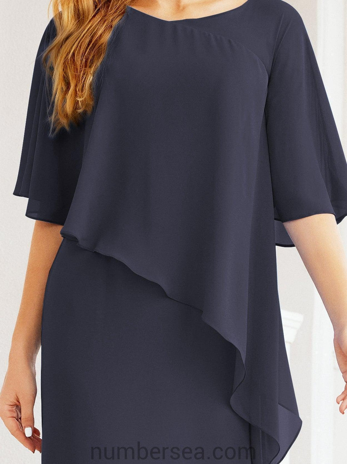 Numbersea Festliches Abendkleid Lang Mutter der Braut Kleid mit Rüschencape 28026