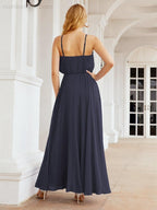 Numbersea Vestidos compridos de dama de honor com alças Vestido formal em linha A para jovens 28029