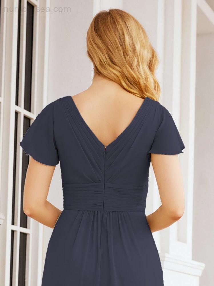 Vestidos de Baile Formais Numbersea para Mãe da Noiva com Mangas de Renda Vestido de Dama de Honra 28047