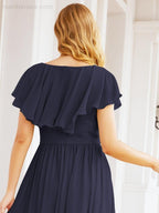 Bridesmaid Dresses with Flutter Sleeves Formal Evening Party Prom Gowns 28044