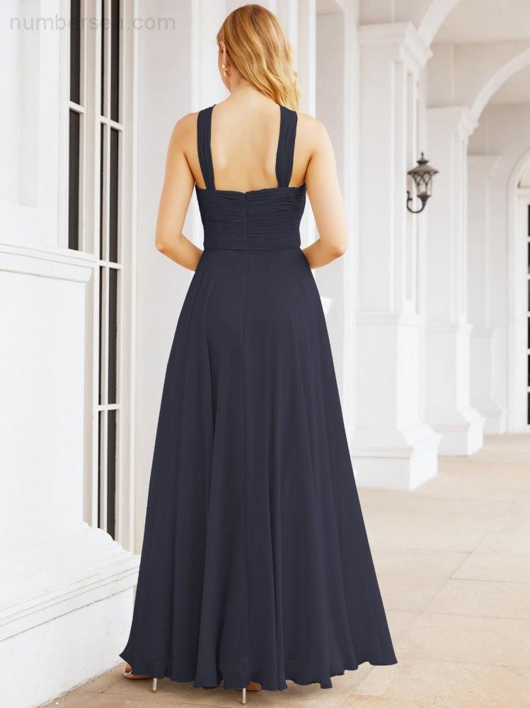 Crisscross Halter Bridesmaid Dresses for Party Wedding Evening Prom Maxi Ball Gowns 28053
