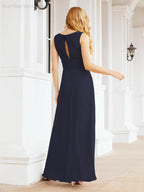 Formelles Ballkleid Elegantes ärmelloses Brautjungfernkleid mit V-Ausschnitt für Hochzeitsfeier 28037
