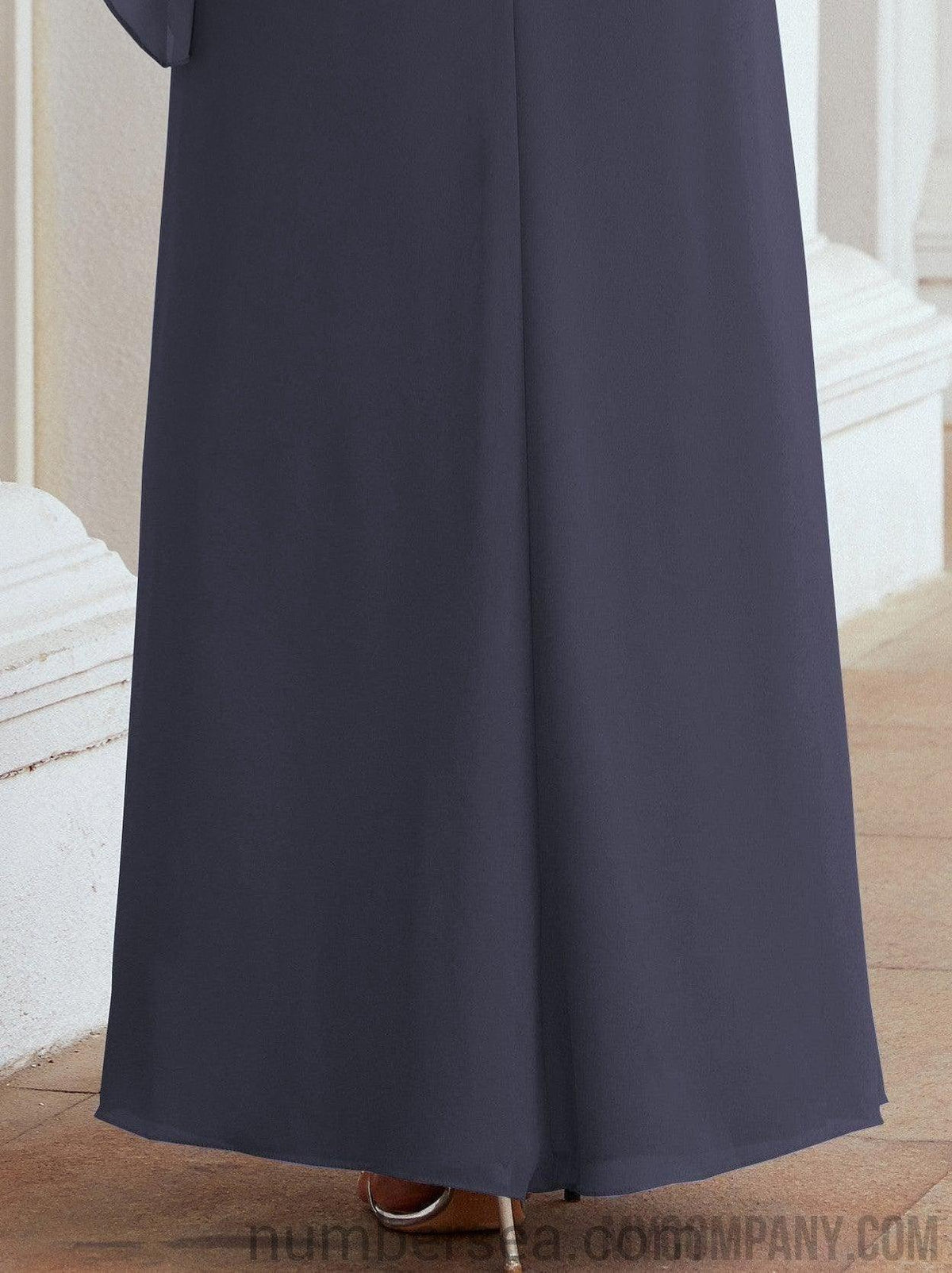 Numbersea Festliches Abendkleid Lang Mutter der Braut Kleid mit Rüschencape 28026