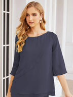 Numbersea Elegantes 2-teiliges Kleid für die Brautmutter Große Größen Hosenanzug mit Rüschenschichten Silberner Hausmantel 28064