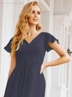 Vestidos de Baile Formais Numbersea para Mãe da Noiva com Mangas de Renda Vestido de Dama de Honra 28047