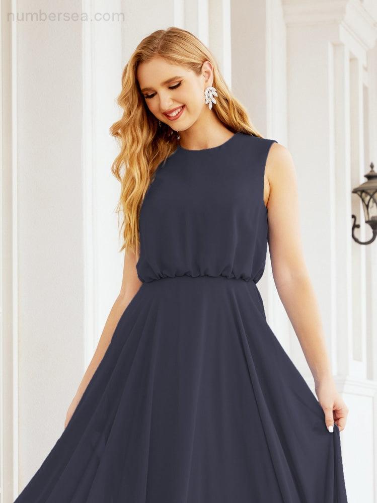 Sleeveless Long Bridesmaid Dress A line Formal Evening Prom Gown 28025