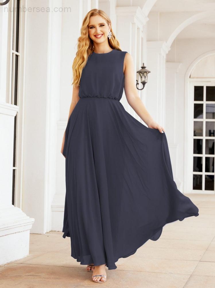 Sleeveless Long Bridesmaid Dress A line Formal Evening Prom Gown 28025