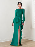 Elegant Long Sleeve Mother Of The Bride Gown In Sheath Silhouette