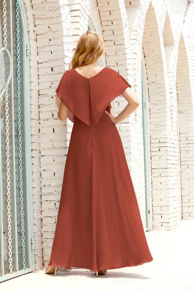 Mother of The Bride Dresses Plus Size V-Neck Floor Length Formal Prom Dress for Wedding Guest 28020