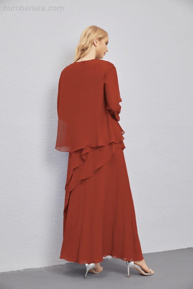 Abito da Sposa Madre con Cardigan Leggero Aperto Davanti Abito da Cerimonia Elegante 28081
