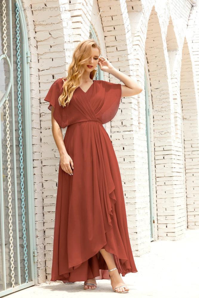 Mother of The Bride Dresses Plus Size V-Neck Floor Length Formal Prom Dress for Wedding Guest 28020